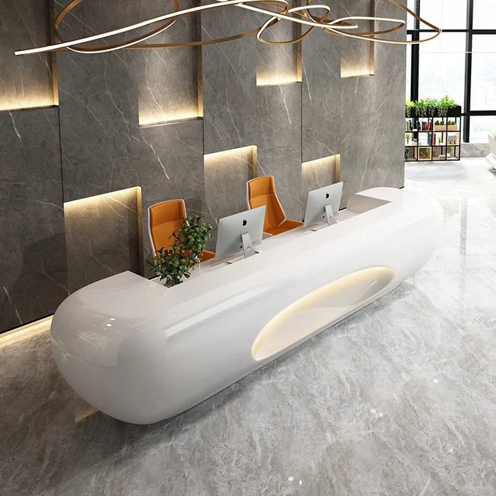 Paint cashier reception desk FRP modern welcome desk creative arc beauty salon bar reception desk