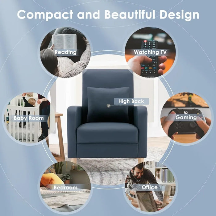 Modern Upholstered Accent Chair Armchair With Pillow Living Room Chair Single Comfy Armchairs Recliner Interior Furniture Home