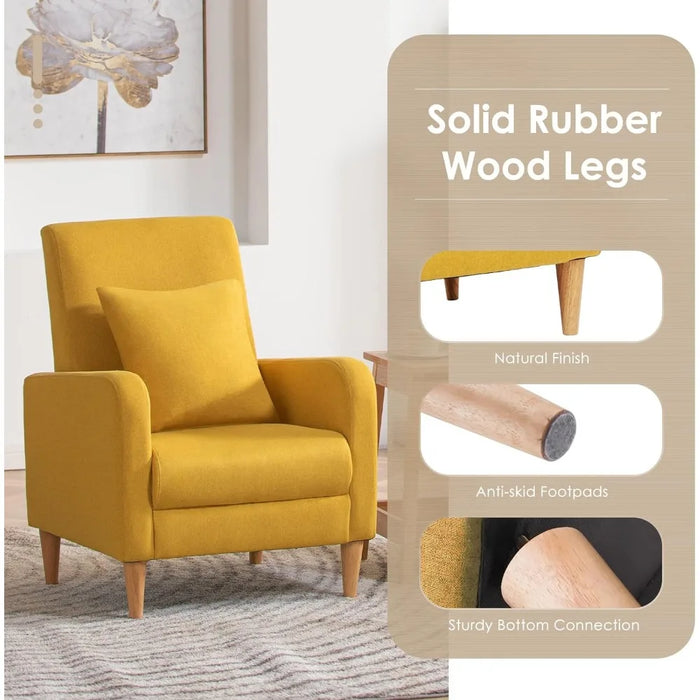 Modern Upholstered Accent Chair Armchair With Pillow Living Room Armchairs Single Comfy Recliner Interior Furniture Home