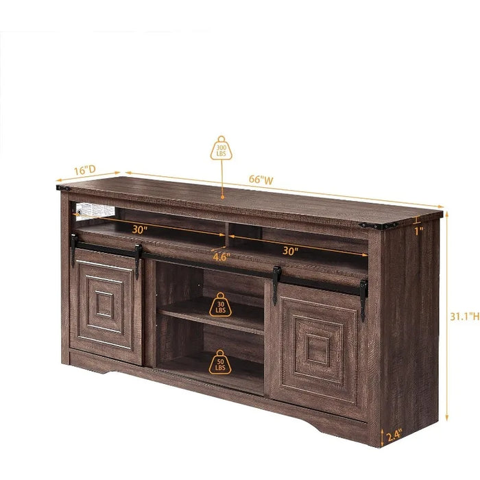 TV Stand for 75+ inch TV, 66" Tall Entertainment Center with Storage, TV Console for Living, Game Room, Farmhouse Media Console