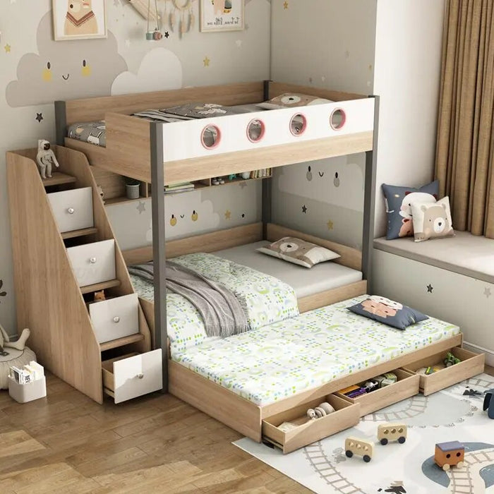 Original Wood Modern Bunk Children Beds Cabinet Bunk Korean Children Bed Girls Decoration Home Furniture Bedroom Furniture WZ