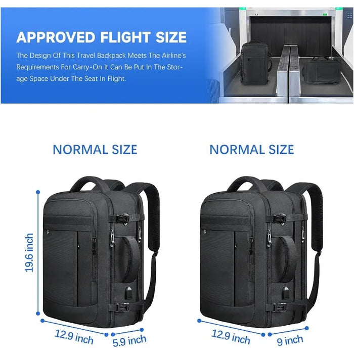 40L Expandable Airline Approved Water Resistant Business Luggage  Bag Fits 17 Inch Laptops, Travel Gifts for Men Women, Black
