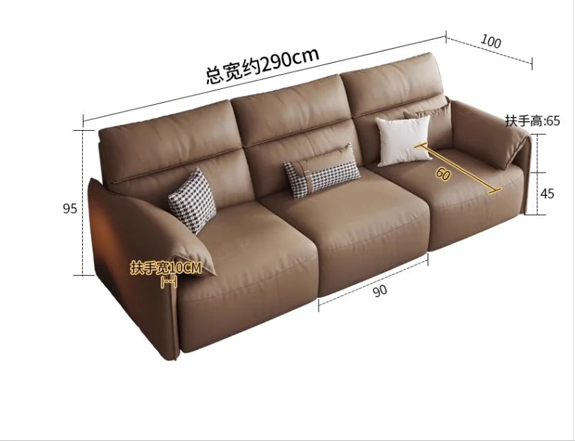 First-class multi-functional electric leather sofa bed straight row zero wall living room clamshell telescopic combination