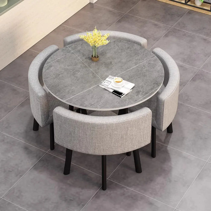 Set 4 Chairs Round Dining Table Office Small Space Saving Cheap Dining Table Minimalist Center Mesas De Jantar Kitchen Furniture