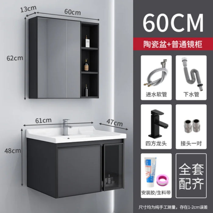 Luxury Full Sets Cabinets Washbasin Countertop Sink Black Bathroom Cabinets Faucets Hanging Mobili Da Bagno Auxiliary Furniture
