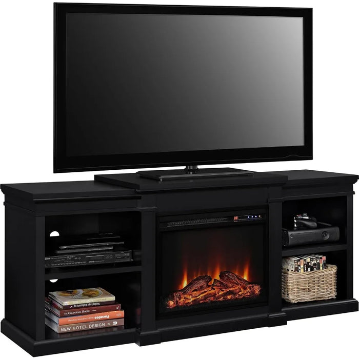 TV cabinet, electric fireplace TV bracket, suitable for TV living room storage cabinets below 70 inches - black