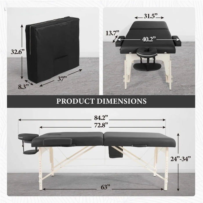 Premium Memory Foam Massage Table,Foldable & Portable Massage Bed, Height Adjustable Spa Bed,Facial Cradle Salon Bed Wooden Legs