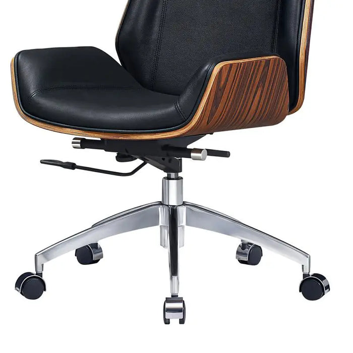 [Flash Sale]Middle Century Height Back Genuine Leather Office Chair Lifting Swivel Boss Chair[US-W]