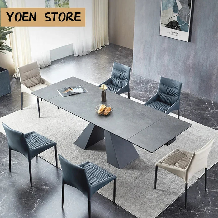 Multifunctional Large Home Family Concise Kitchen Furniture Italian Marble Top Folding Table For Villa Dining Room Visitor