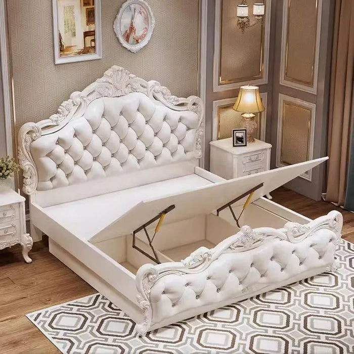 Wood Modern Whitr Double Bed King High End Twin Frame Double Bed Luxury Sleeping Letti Matrimoniali Furniture For Bedroom