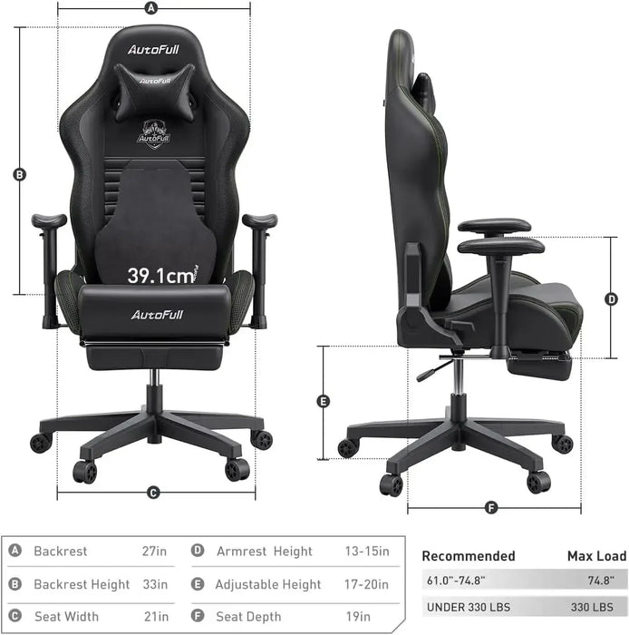 C3 Gaming Chair Office Chair Ergonomics Lumbar Support Racing Style PU Leather High Back Adjustable Swivel Task Chair