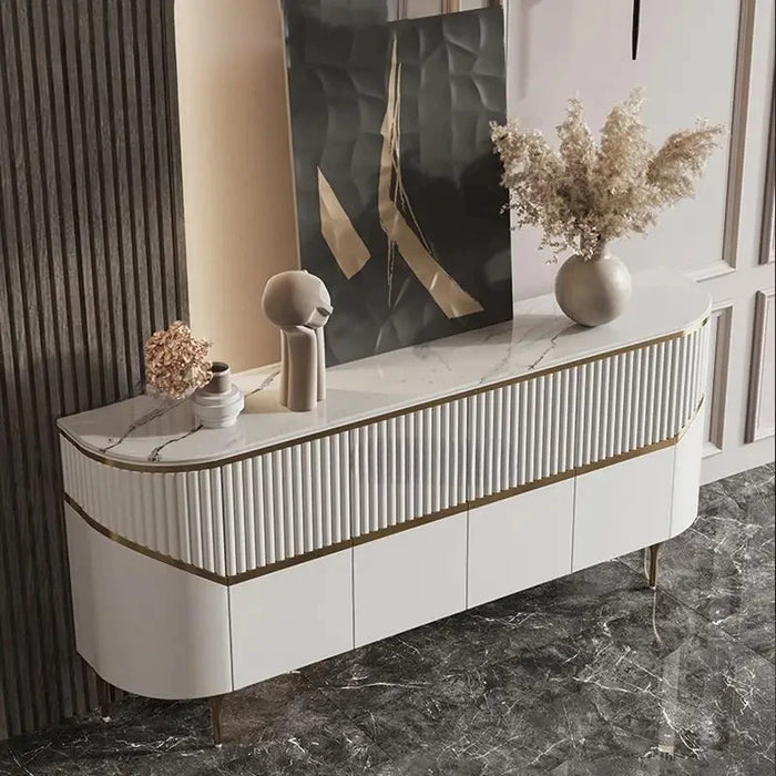 Auxiliary Furniture Living Room Display Cabinet Italian Design Vintage Custom White Marble Sideboard Large Dining Cupboard 2m