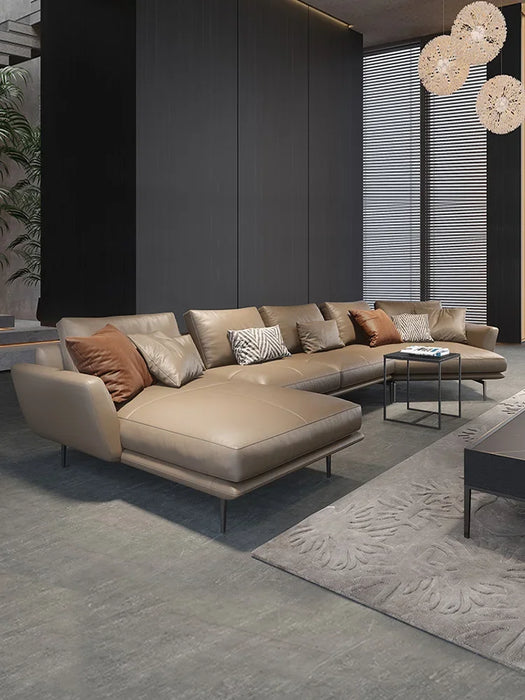 Special-Shaped Corner Leather Sofa First Layer Cowhide Living Room Creative