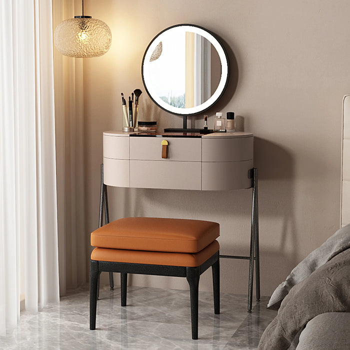 Italian Modern Vanity Table Set with LED Mirror and Solid Wood Stool - Stylish Storage, Makeup Station, Beauty Organizer!