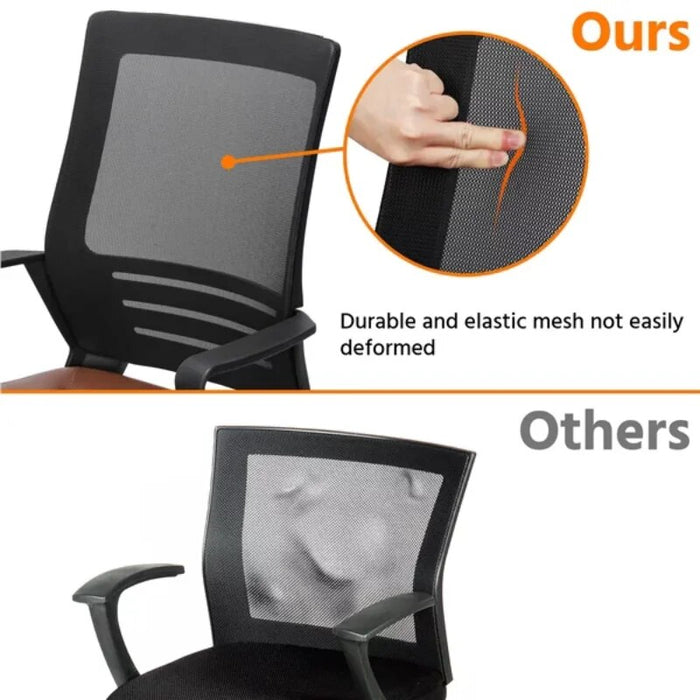 SMILE MART Adjustable Midback Ergonomic Mesh Swivel Office Chair with Lumbar Support, Brown Seat computer chair