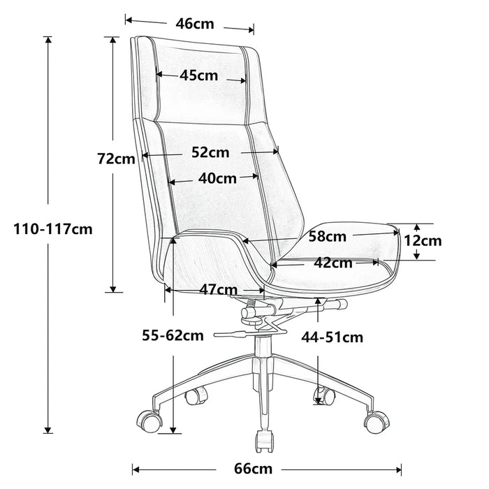 US Stock Wood Frame Genuine Leather Office Chair Chief Desk Ergonomic Swivel Chair
