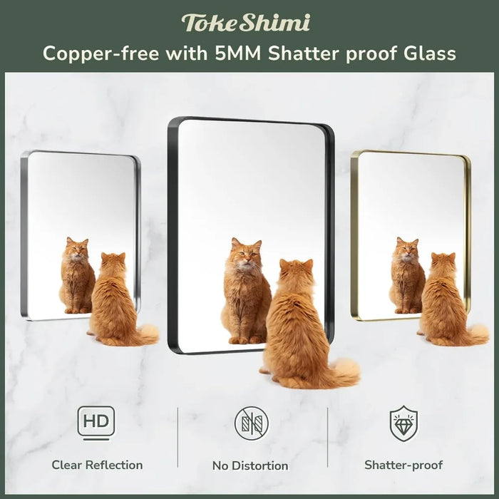 TokeShimi 48x40 Inch Wall Mirror Black Bathroom Vanity Mirror with Metal Frame Aluminum Alloy Soft Rounded Corner for Modern