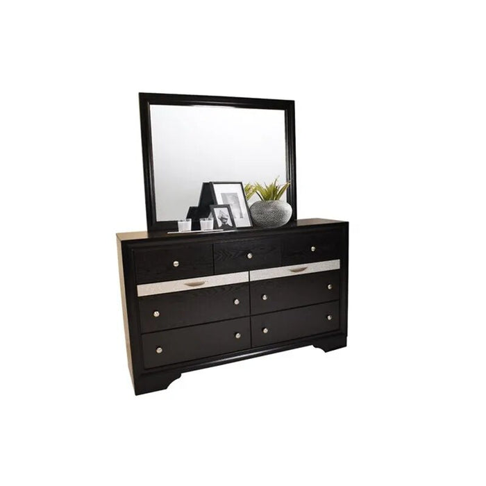 Traditional Matrix King 6 PC Storage Bedroom Set in Black made with Wood Bedroom Furniture Set