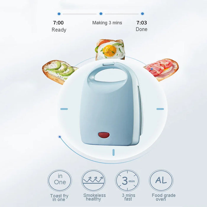 Multifunctional Household Appliance Sandwich Machine Breakfast Fast Toast Pan Folded Press Waffle Electric Grill Pot