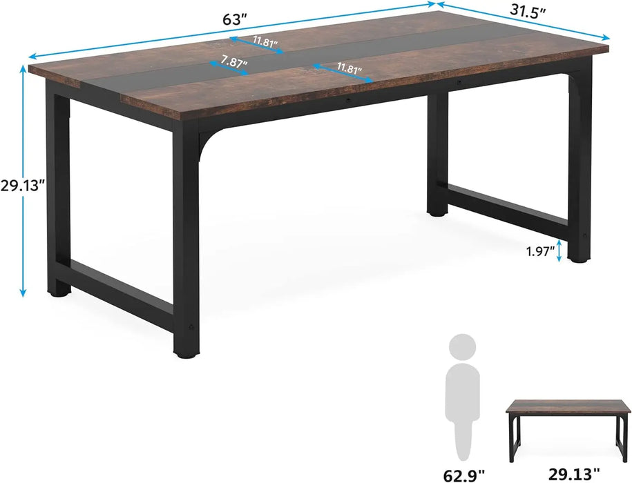 Tribesigns 63” Executive Desk, Large Office Computer Desk with Thicken Frame, Modern Simple Workstation Business Furniture