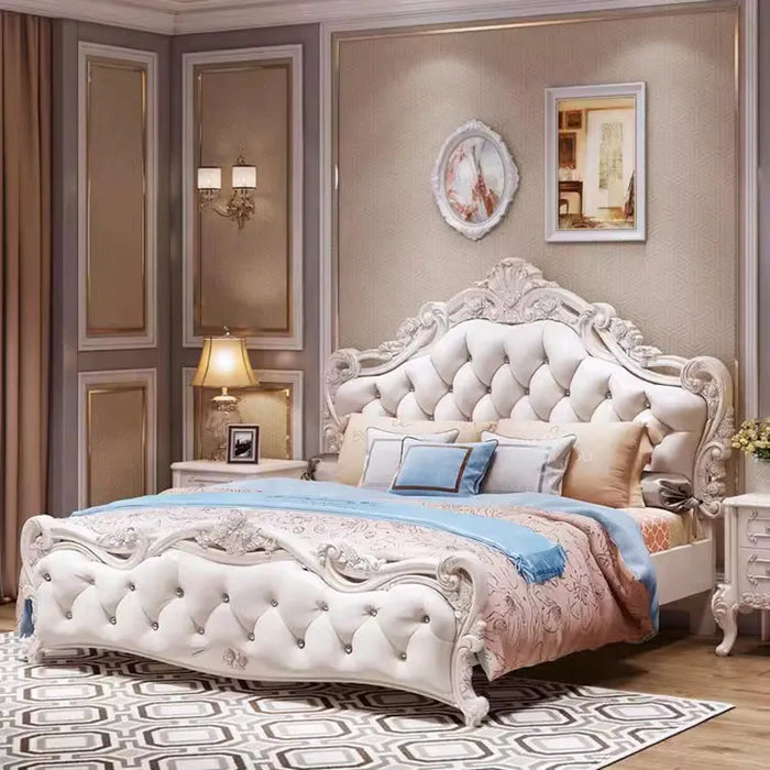 Wood Modern Whitr Double Bed King High End Twin Frame Double Bed Luxury Sleeping Letti Matrimoniali Furniture For Bedroom