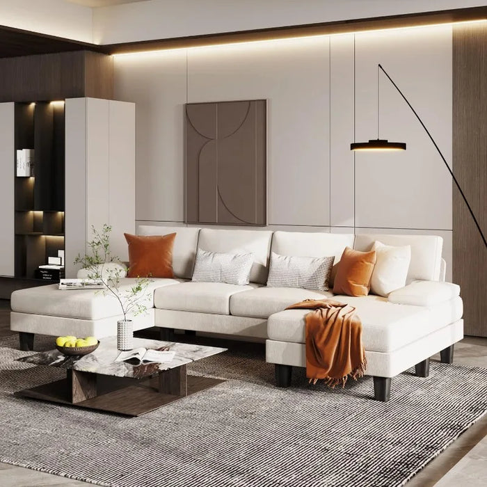 YESHOMY Convertible Sectional Sofa U-Shaped Couch with Soft Modern Cotton Chenille