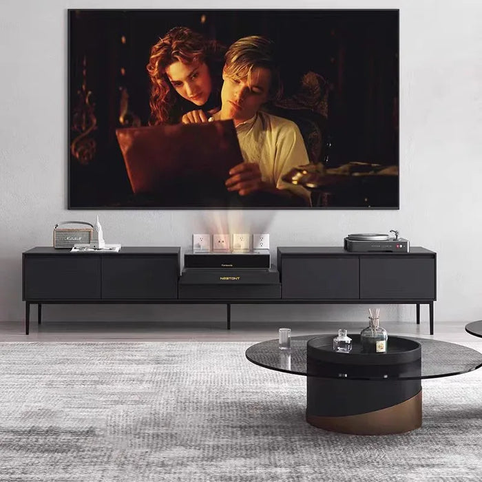 Modern Laser TV Cabinet Black Floor Telescopic Platform Consoles Solid Wood Table Luxury Meuble Tv Salon Living Room Furniture