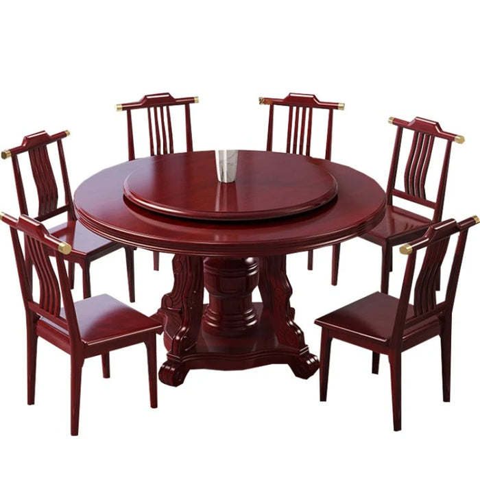 Hotel Combination Dining Tables Restaurant Turntable Eating Wooden Large Dining Tables Mesa Comedor Kitchen Furniture QF50DT