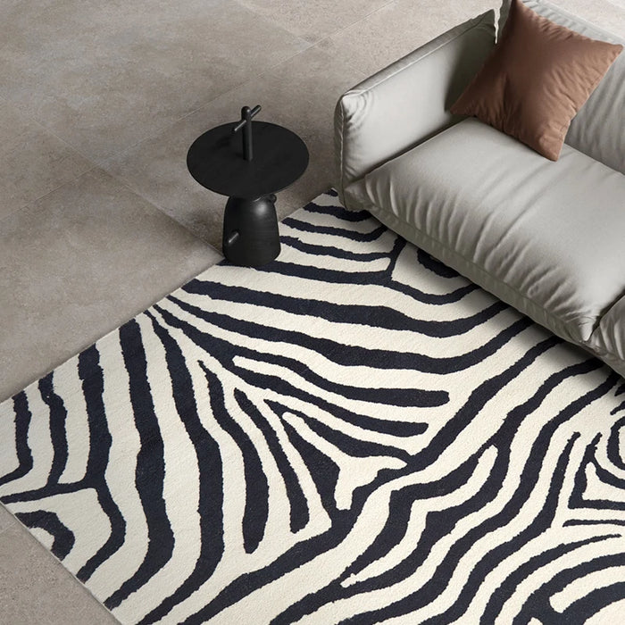 Zebra Pattern Carpet Black White Striped Rug Luxury Living Room Decoration Carpets Comfortable Soft Bedroom Carpet Balcony Rugs