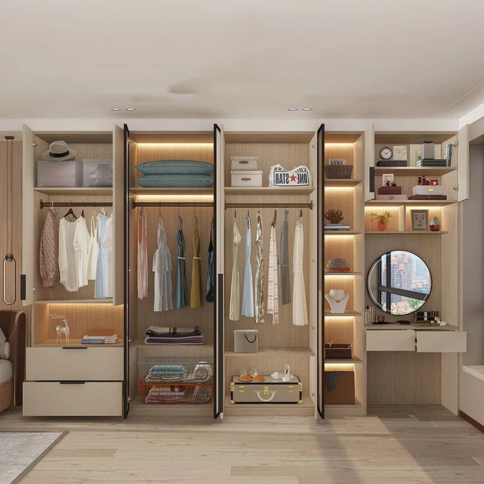 Minimilist Bedroom Wardrobe Glass Transparent Vertical Vanity Storage Organizer Multi Layer Closet Elegant Rangement Furniture