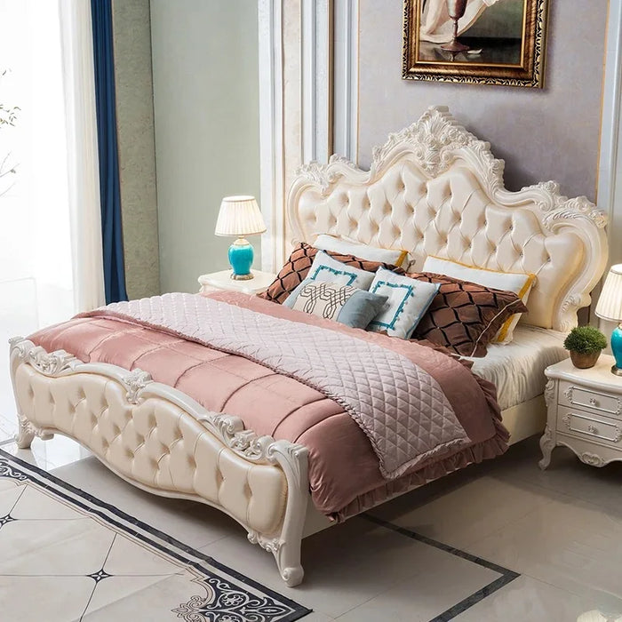 Luxury European Double Bed Royal Modern Whitr King Size Twin Double Bed Kids Sleeping Bedroom Nordic Cama Casal Household Items