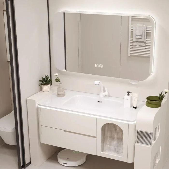 Modern Simple Oak Bathroom Cabinet Smart Mirror Integrated Ceramic Washbasin Bathroom Vanity Cabinet Sink Bathroom Furniture