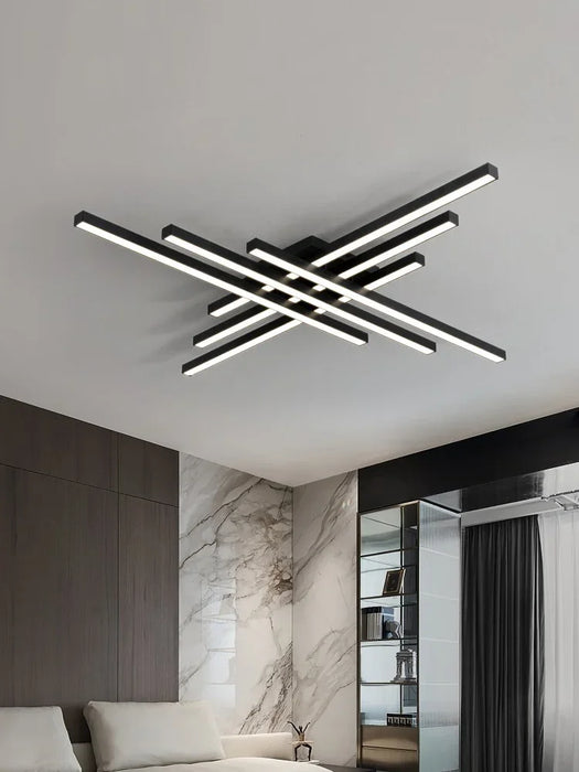 Black Chandelier Square Bedroom Lamps Living Room Lamp Led Ceiling Lamp Nordic Minimalist Creative Led Ceiling Lamp Strip Lights