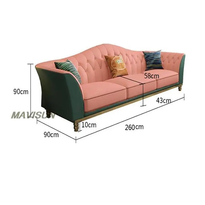 Modern Light Luxury Leather Sofa Small Apartment Living Room American Simple Top Layer Cowhide Three-Person High-End Furniture