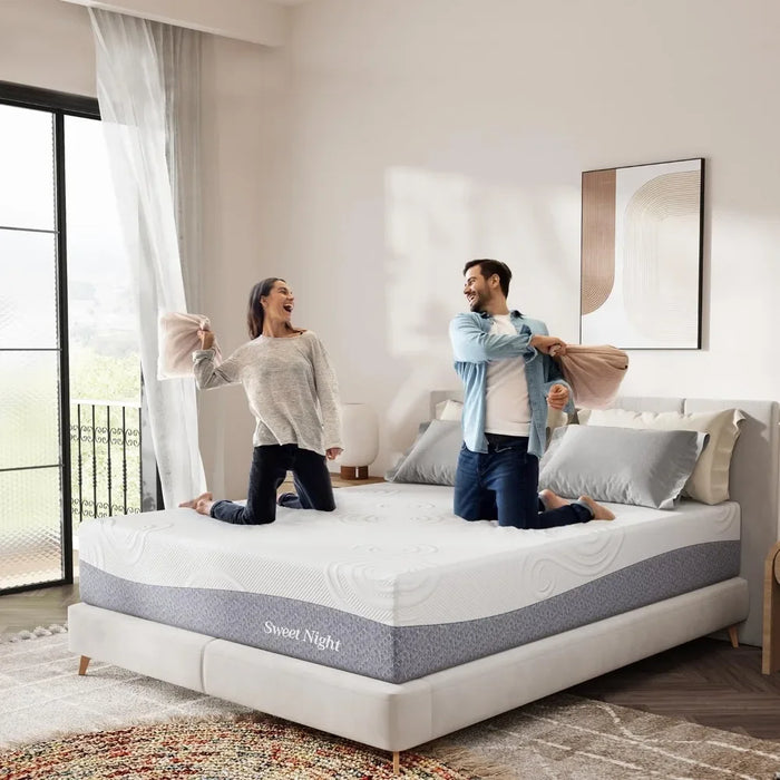 Sweetnight Queen Mattress, 12 Inch Gel Bamboo Charcoal Memory Foam Mattress for Cooling Sleep & Pressure Relief, Plush Foam
