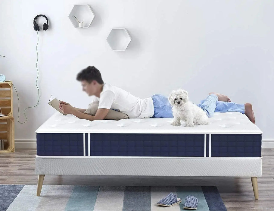 Coolvie Queen Mattress, 10 Inch Hybrid Mattress Queen Size, Individual Pocket Springs with Memory Foam, Bed in a Box