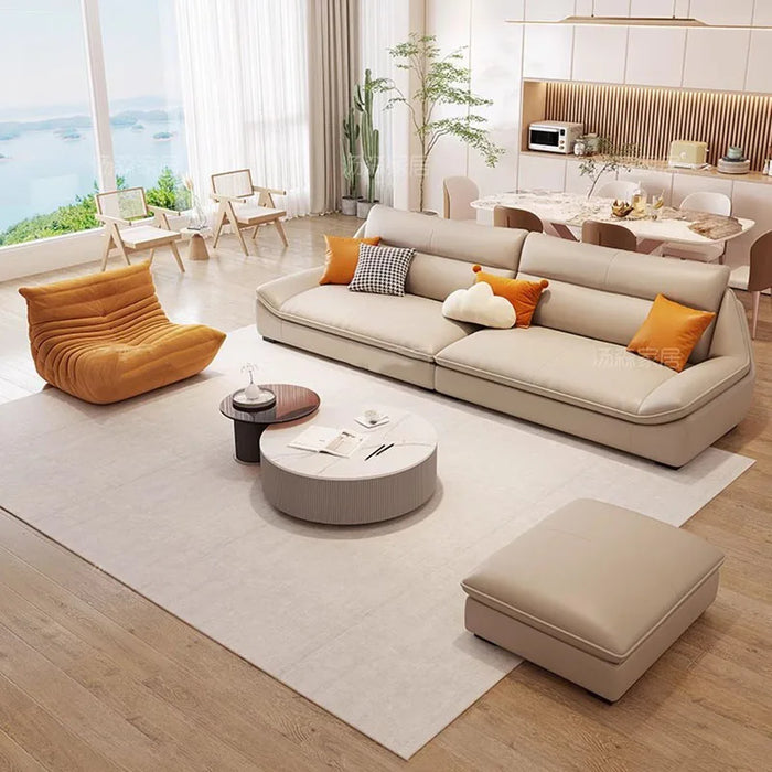 Adults Luxury Living Room Sofa Genuine Leather Family Relaxing Elegant Sofa Designer Floor Sofa Sala De Estar Home Decoration