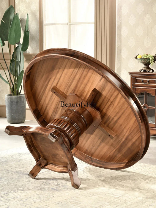 American Furniture Dining Table Black Walnut round Household