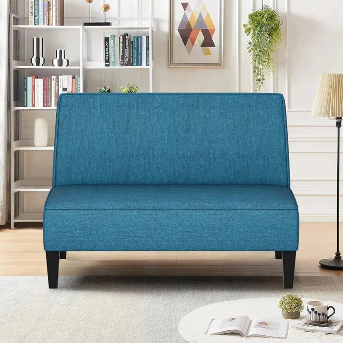 Loveseat Sofa, Upholstered Small Sofa Couch Mini Love seat Sofas for Bedroom Living Room (Blue)