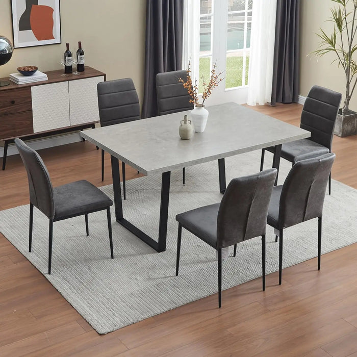 Zerifevni Dining Chair Set of 6 Modern Elegant Side Chairs Leather Durable Wide Cushion for Kitchen Room
