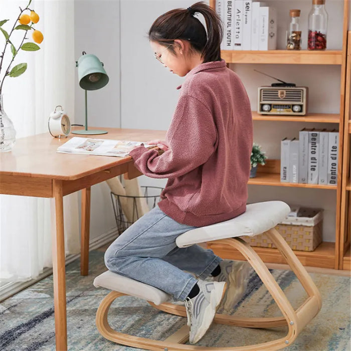 Correction Kneeling Chair Posture Furniture Original Ergonomic Kneeling Rocking Wooden Kneeling Compute Improving Posture Chair