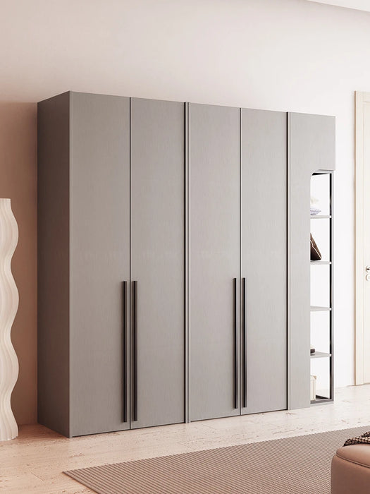 Modern minimalist solid wood double door wardrobe, bedroom, four door combination wardrobe, large capacity storage cabinet