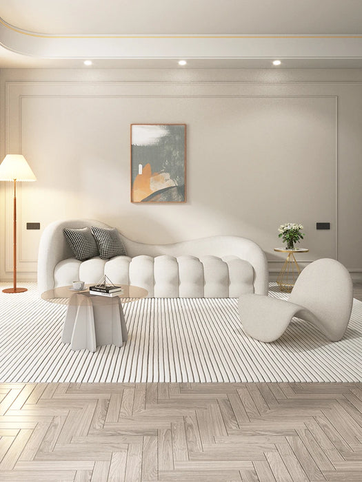 French marshmallow sofa small living room lamb fleece sofa