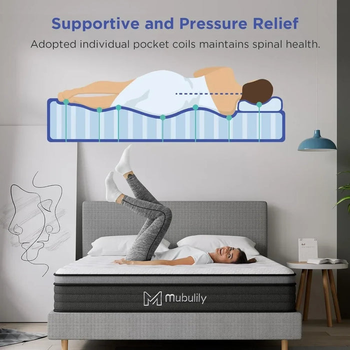 12 Inch Hybrid Mattress in a Box With Gel Memory Foam King Size Bed Mattresses for Sleeping Matress Twin Queen Full Bedroom Home