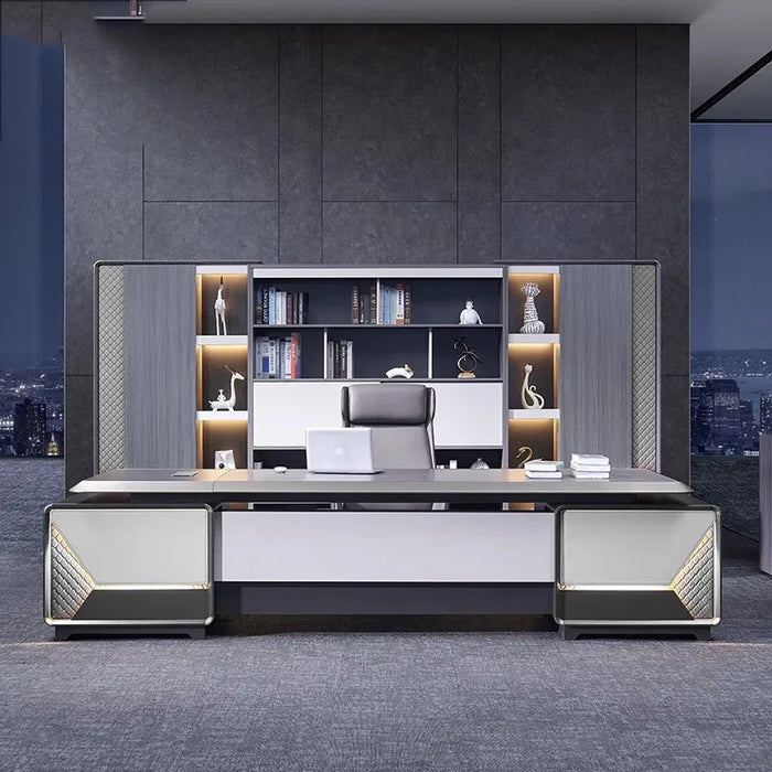 Luxury Boss Modern Work Desk Standing Wood Executive Reception Table Corner Modern Escritorio Con Cajones Office Furniture DWH