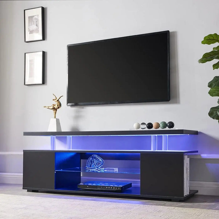 TV Stand for 70 Inch TV LED Gaming Entertainment Center Media Storage Console Table with Large Sliding Drawer & Side Cabinet