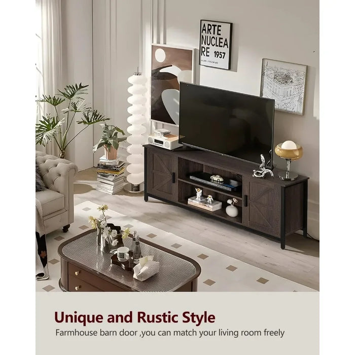 Bedroom Tv Stand Living Room Furniture Entertainment Center for Living Room TV Stand With Stable Metal Frame Dark Brown Cabinet