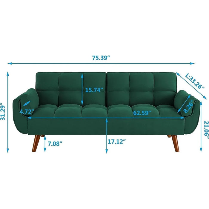 Living room sofa convertible combination memory foam futon sofa bed stacked fabric comfortable home furniture, yellow linen