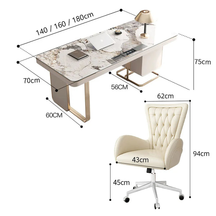 Space Savers Rock Slab Desk And Chair Combination Computer Desk Luxury Minimalist Modern Writing Desk Office Desk Furniture HY