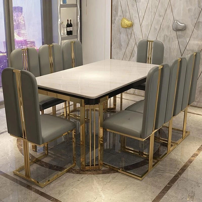 Nordic Light Luxury Marble Dinning Table New Modern Simple Rectangular Dining Table Loft Kitchen Furniture Table With Chairs